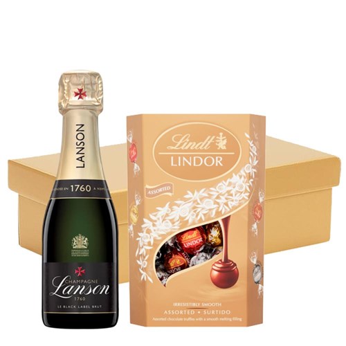 Mini Lanson Le Black Creation Champagne 20cl And Chocolates In Gift Hamper